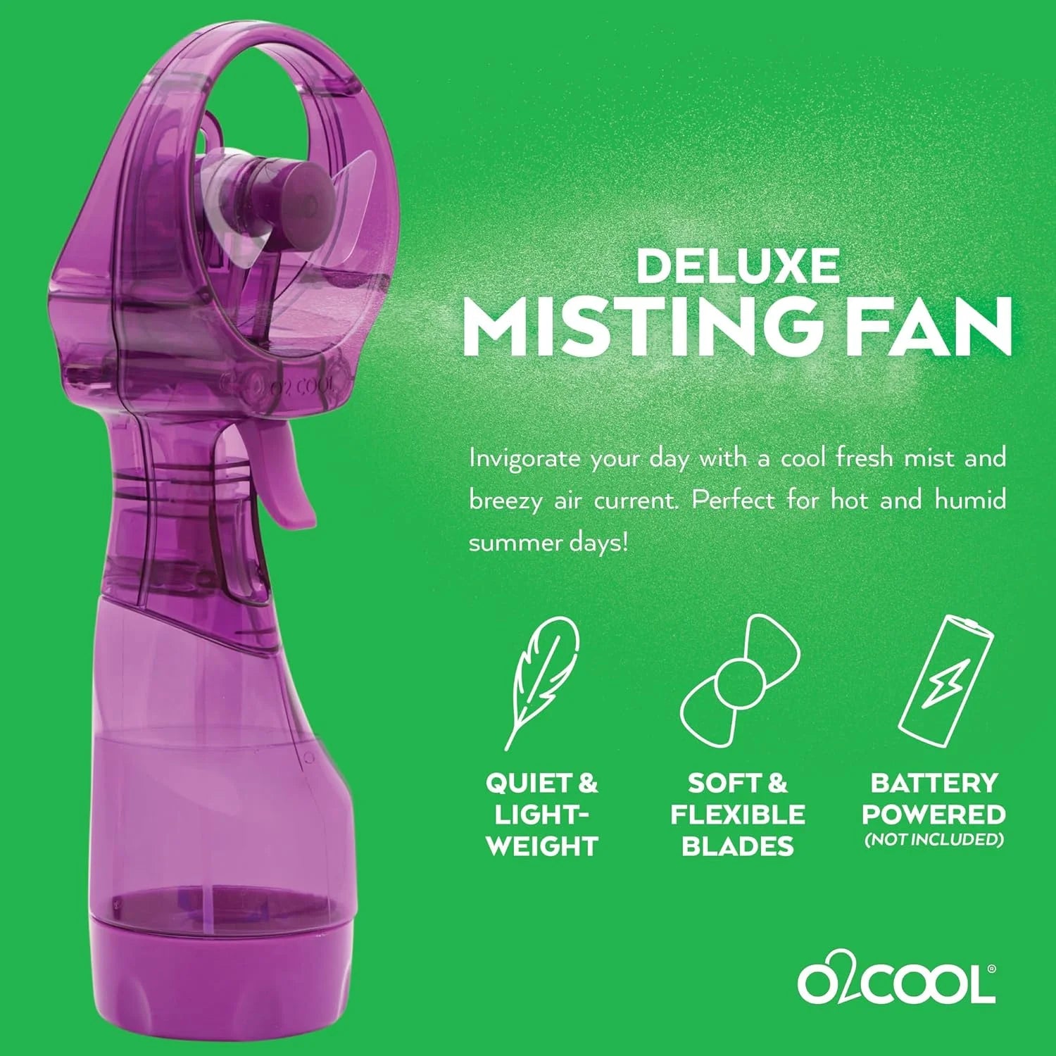 Portable 3.5 Inch Battery-Powered Misting Fan - Personal Cooling in Stylish Purple