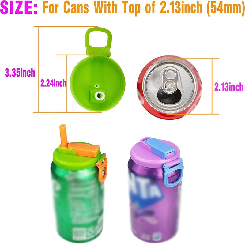 Reusable Portable Soda Can Lid with Silicone Straws - Perfect for Canned Beverages, Beer, and Juice (1 Pack)