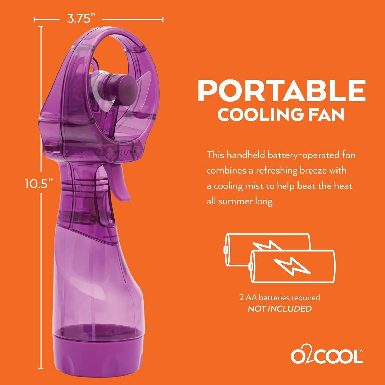 Portable 3.5 Inch Battery-Powered Misting Fan - Personal Cooling in Stylish Purple