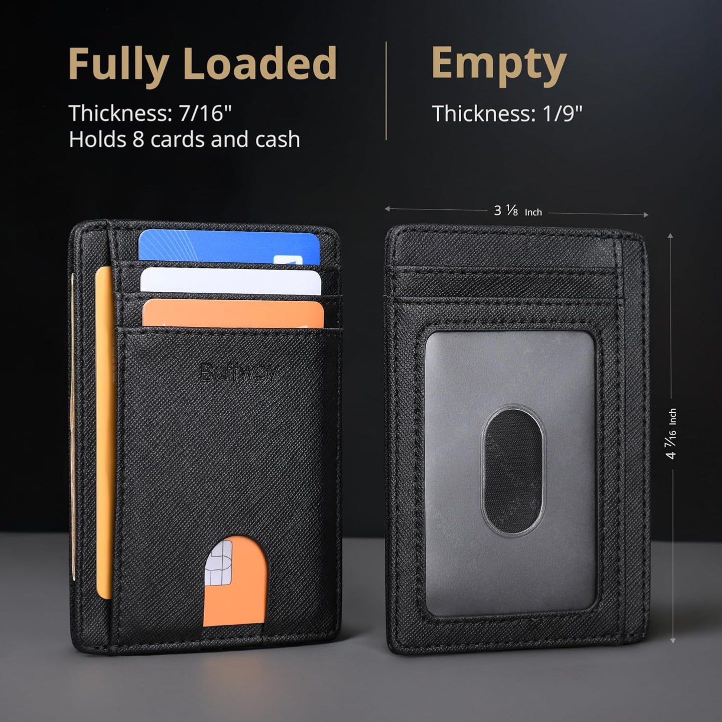 Sleek RFID Blocking Leather Wallet for Men and Women - Slim Minimalist Front Pocket Design