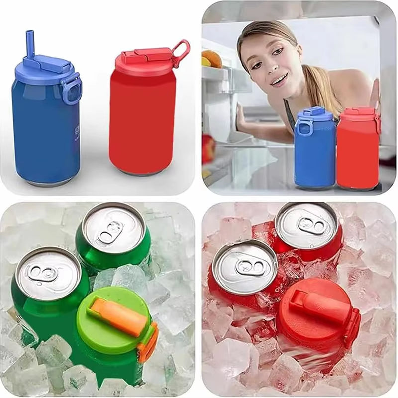 Reusable Portable Soda Can Lid with Silicone Straws - Perfect for Canned Beverages, Beer, and Juice (1 Pack)