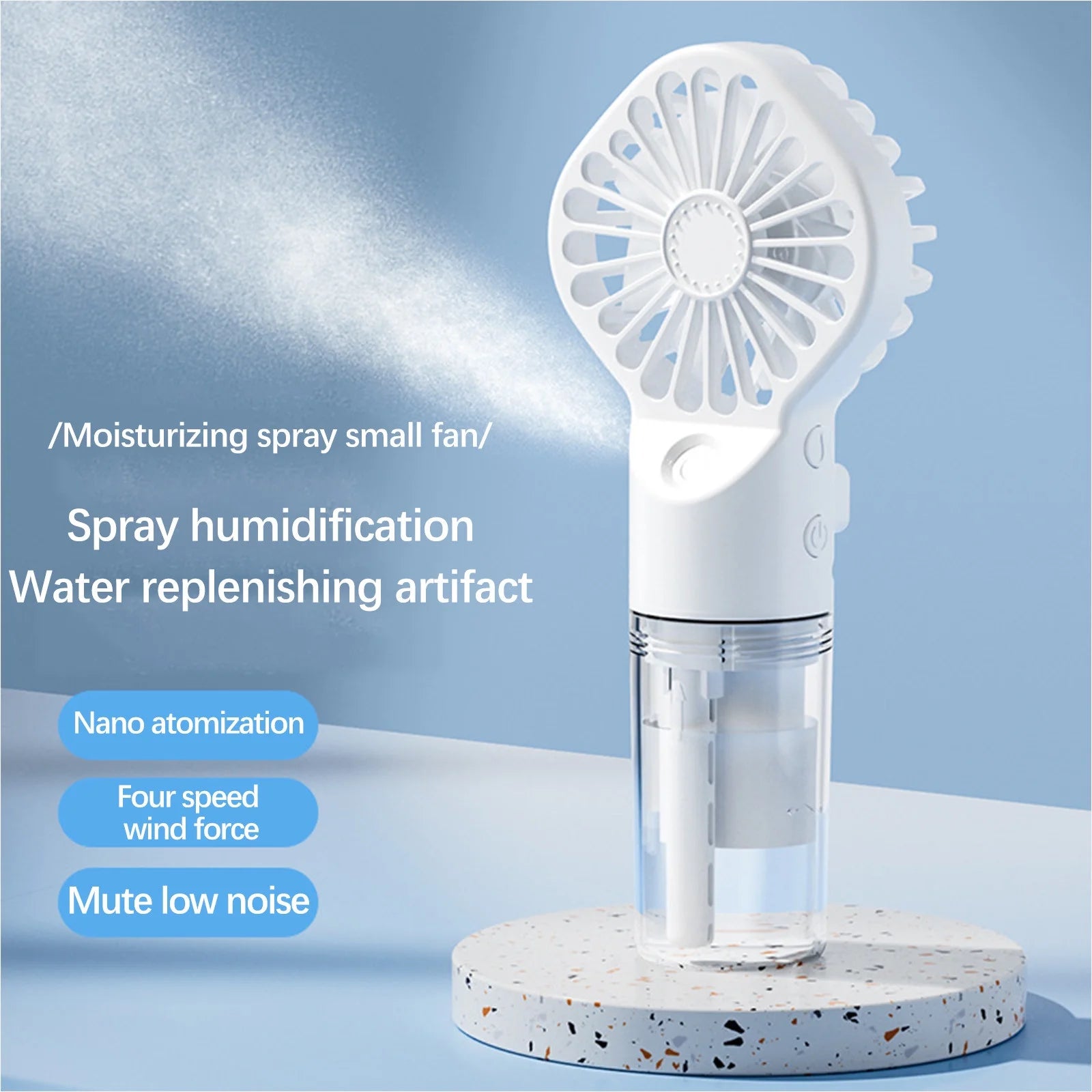 Portable Misting Fan with Rechargeable Battery, Personal Cooling Handheld Mist Sprayer for Indoor and Outdoor Use